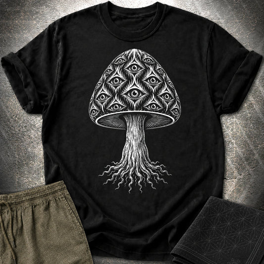 All-Seeing Mushroom - All-Seeing Mushroom T-Shirt - Black