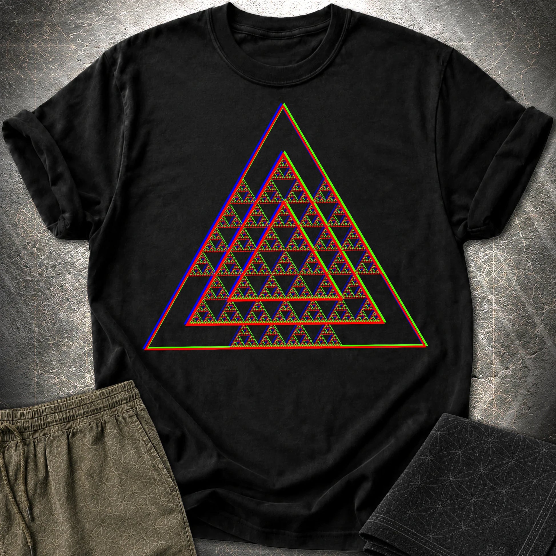 Sierpinski Glitch Triangle T-Shirt - Sierpinski Glitch Triangle T-Shirt - Black
