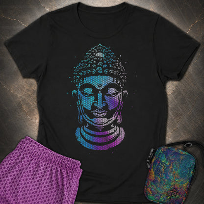 Buddha Flower Of Life Pattern Womens T-Shirt - Buddha Flower Of Life Pattern Womens T-Shirt - Black