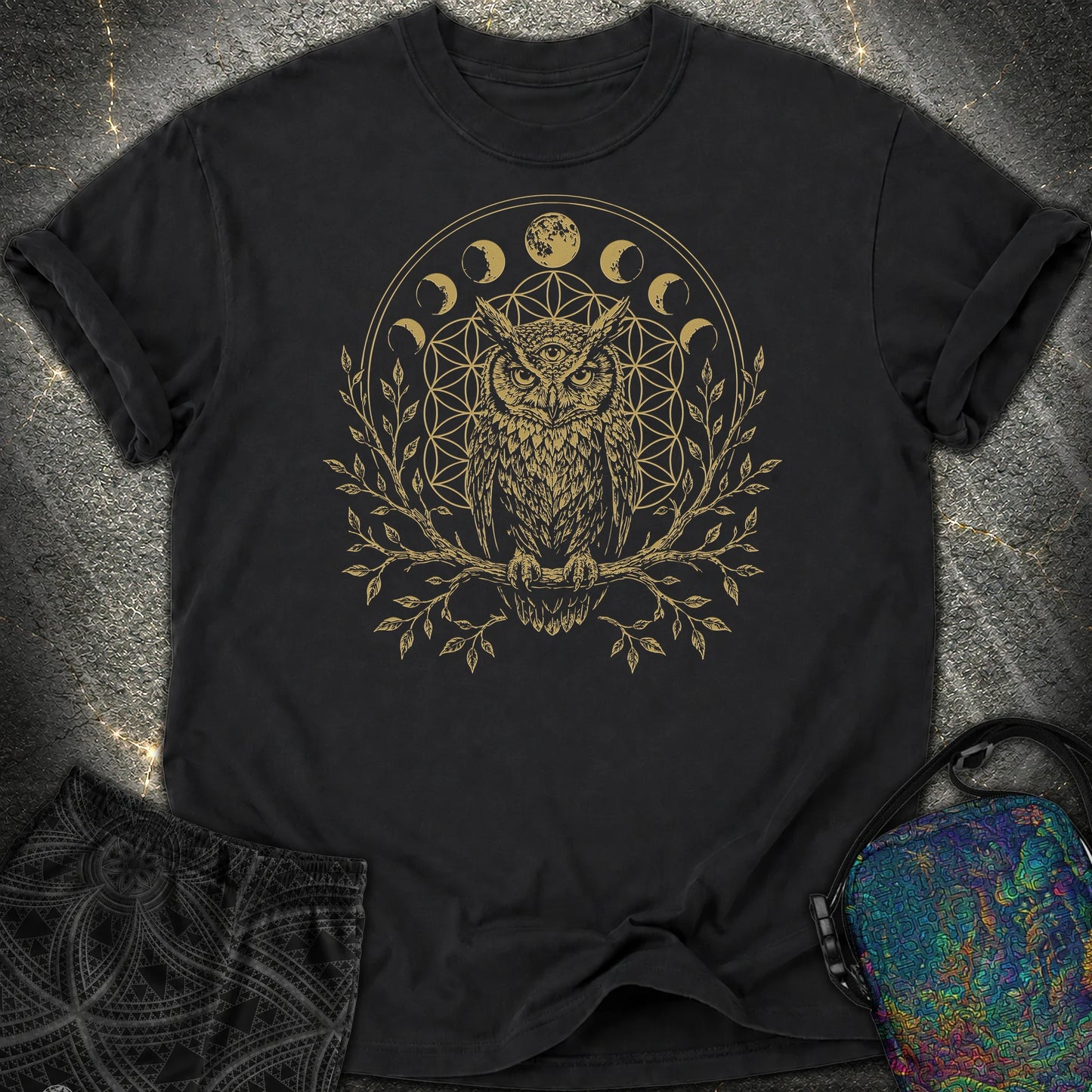 Owl Flower Of Life - Owl Flower Of Life Comfort T-Shirt - Black