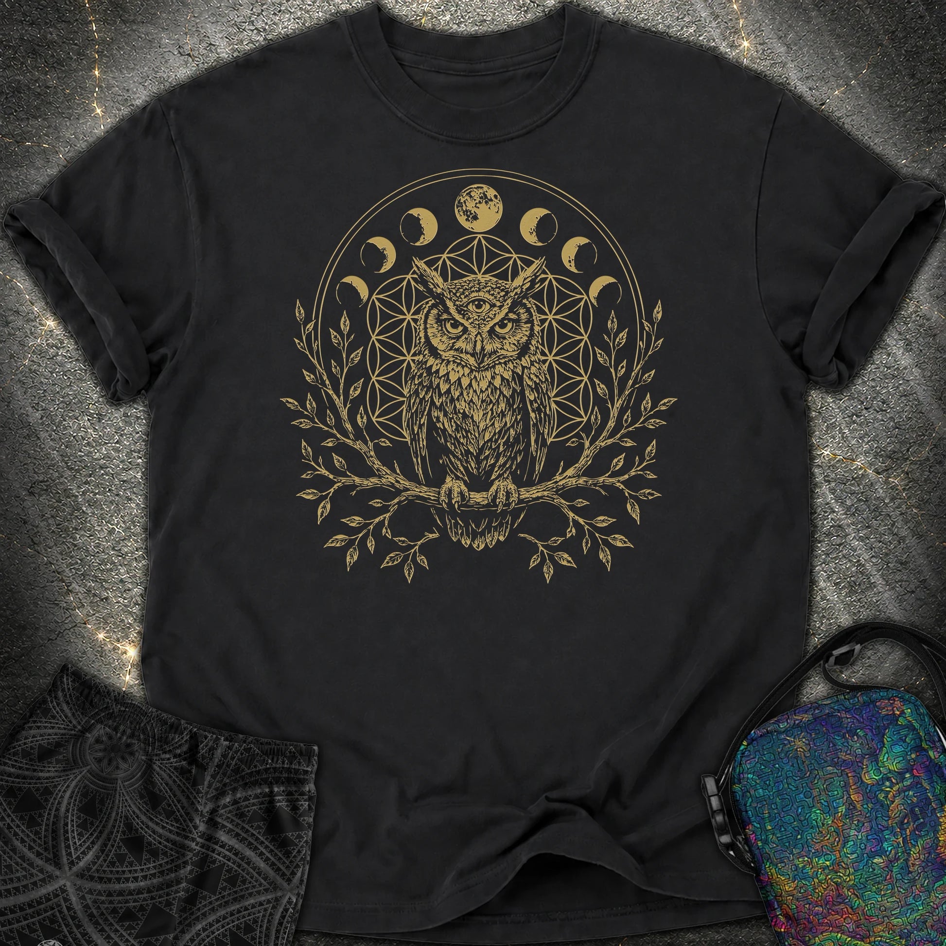 Owl Flower Of Life - Owl Flower Of Life Comfort T-Shirt - Black
