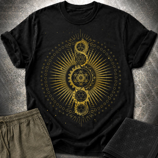 Sacred Geometry Radiating Mandala - Sacred Geometry Radiating Mandala T-Shirt - Black