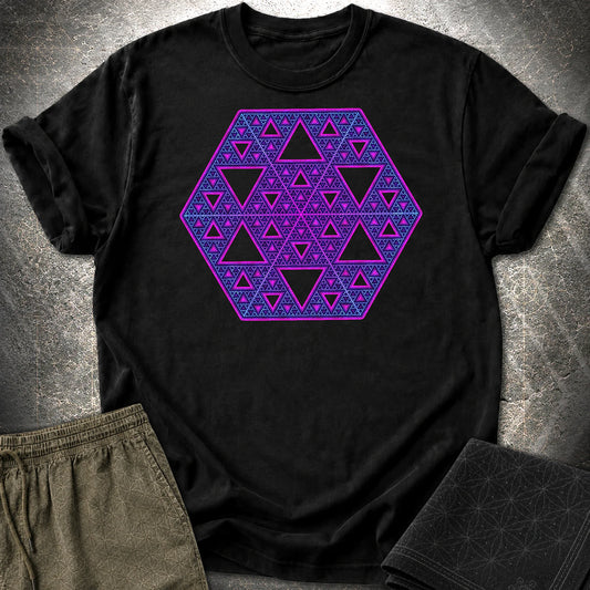 Sierpinski Star Fractal Bloom T-Shirt - Sierpinski Star Fractal Bloom T-Shirt - Black