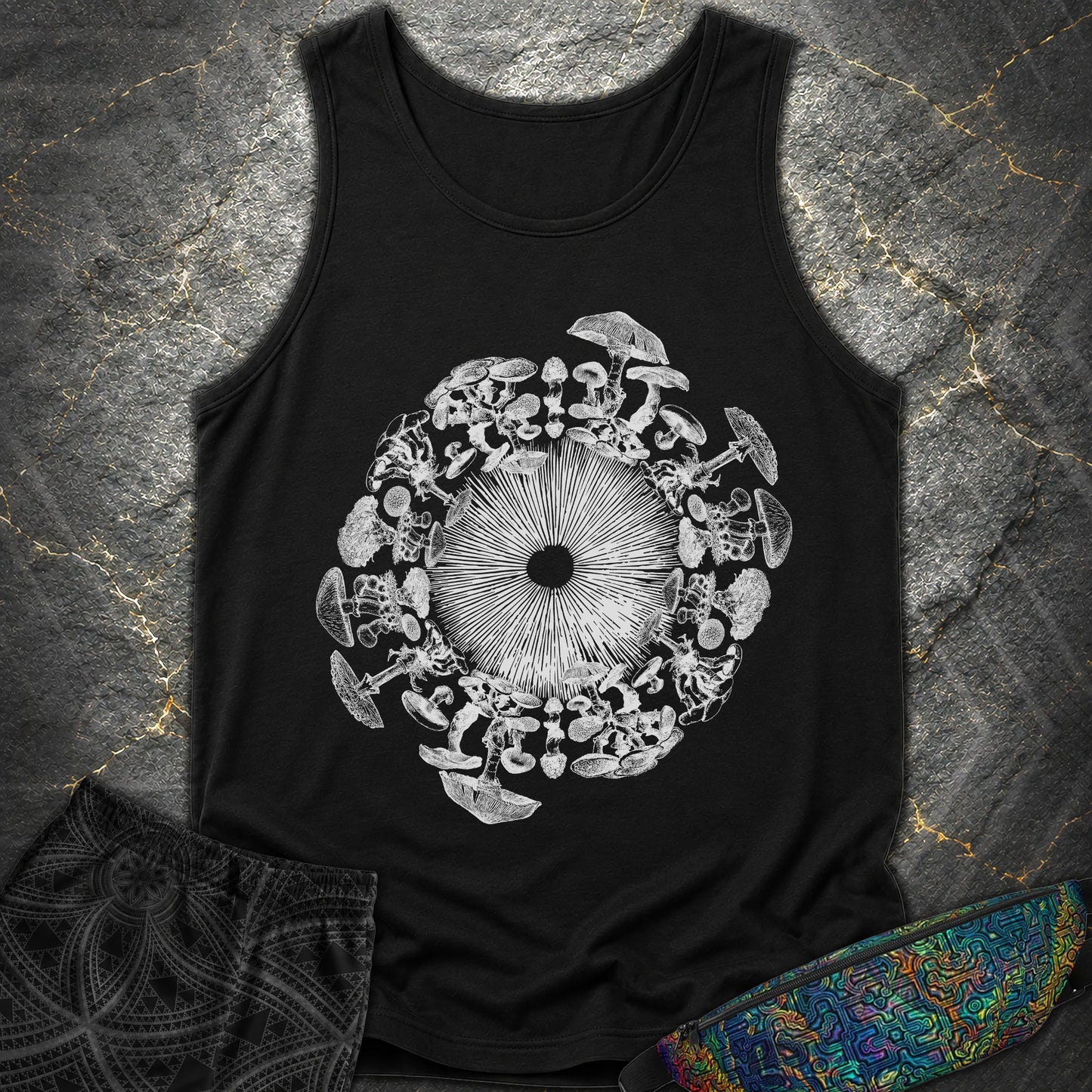 Mushroom Iris - Mushroom Iris Comfort Tank Top - Black