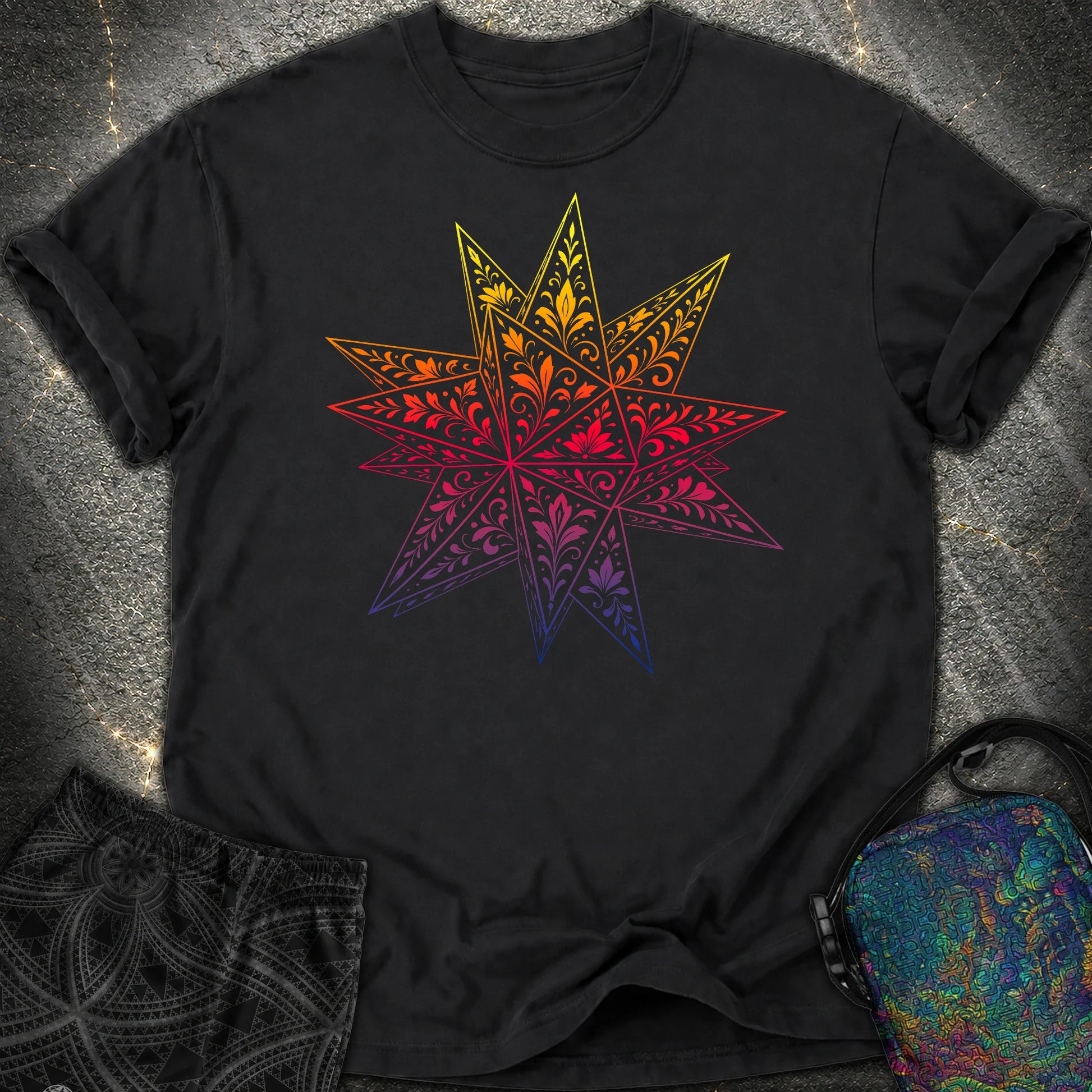 Colorful Stellated Dodecahedron Comfort T-Shirt - Colorful Stellated Dodecahedron Comfort T-Shirt - Black