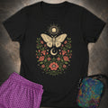 Sun Moon Moth Womens T-Shirt