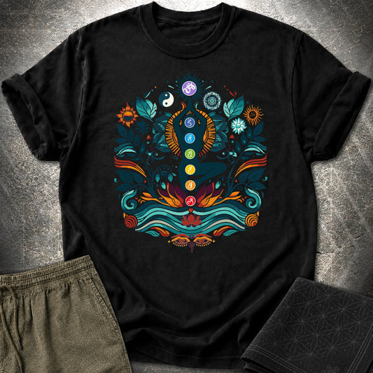 Yoga Chakras T-Shirt - Yoga Chakras T-Shirt - Black