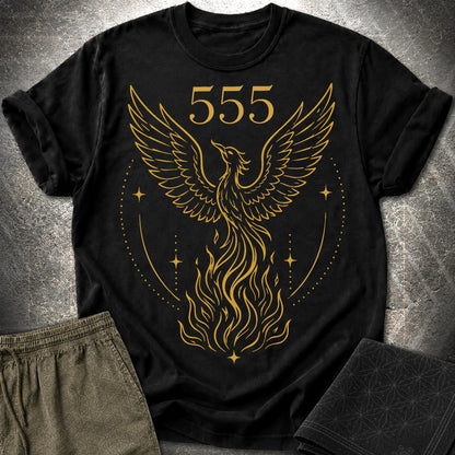 555 Angel Number Rebirth T-Shirt - 555 Angel Number Rebirth T-Shirt - Black
