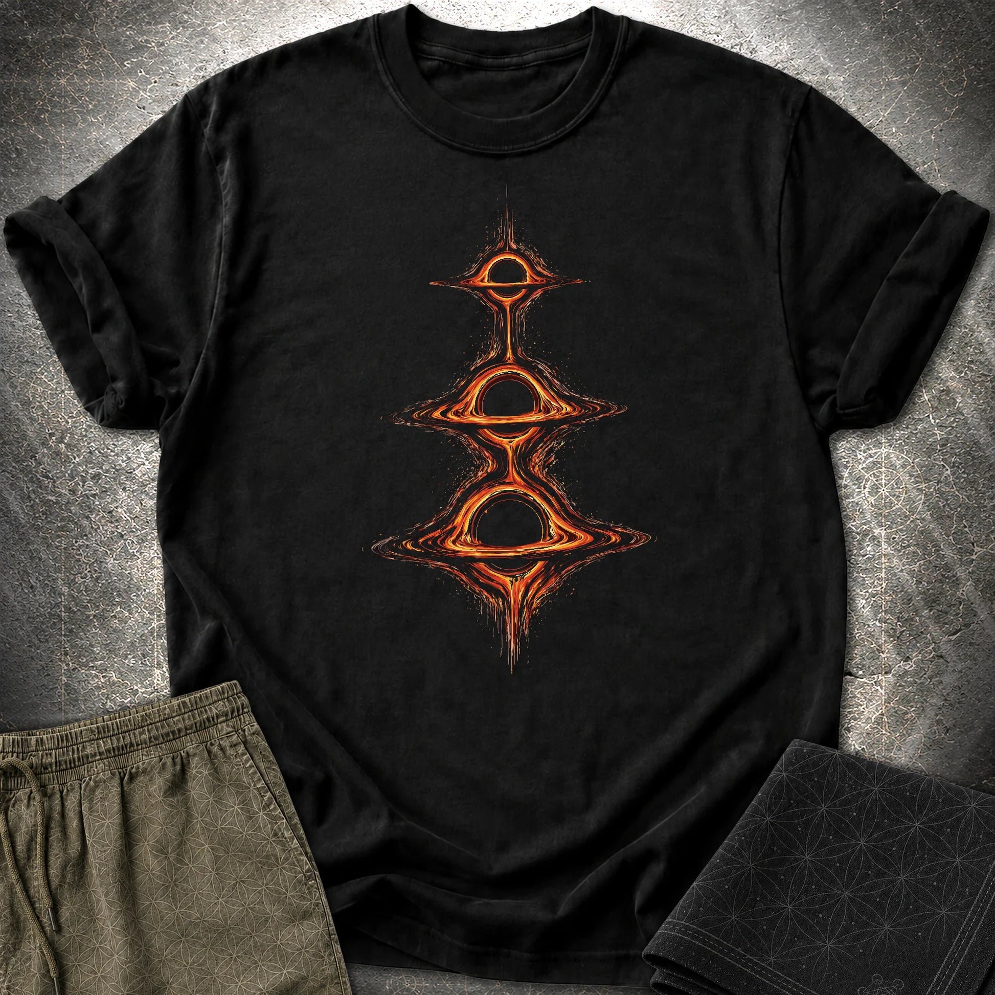 Cosmic Portals T-Shirt, Stacked Black Hole Shirt, Sci Fi Space Graphic Tee - Cosmic Portals T-Shirt, Stacked Black Hole Shirt, Sci Fi Space Graphic Tee - Black