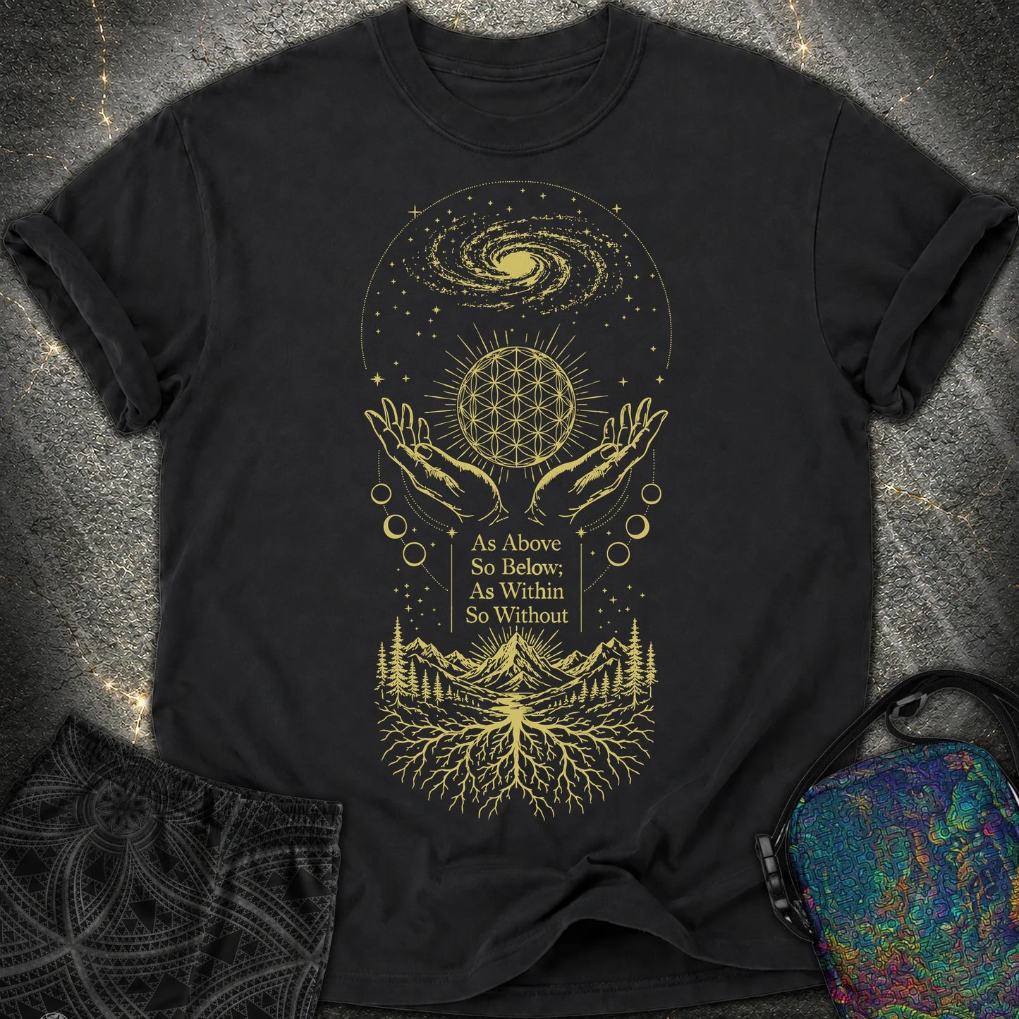 As Above So Below Flower Of Life - As Above So Below Flower Of Life Comfort T-Shirt - Black