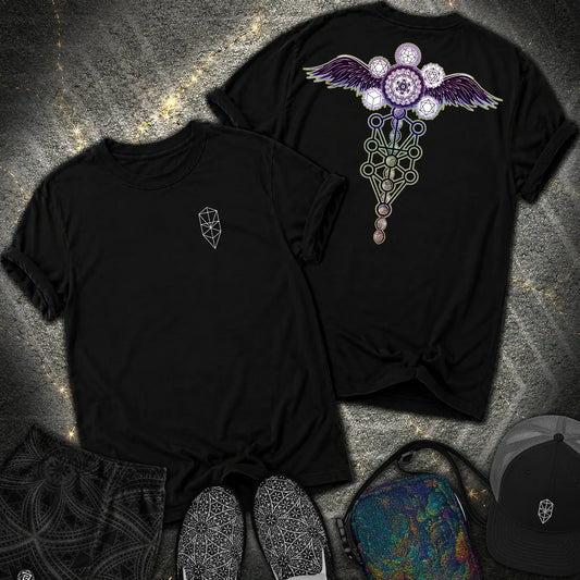 Winged Metatron Ascension 2 Sided Comfort T-Shirt - Winged Metatron Ascension 2 Sided Comfort T-Shirt - Black