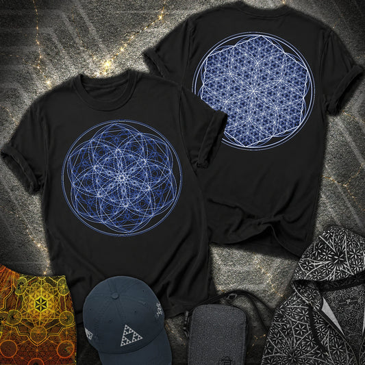 Sacred Flower Grids - Sacred Flower Grids 2 Sided T-Shirt - Black