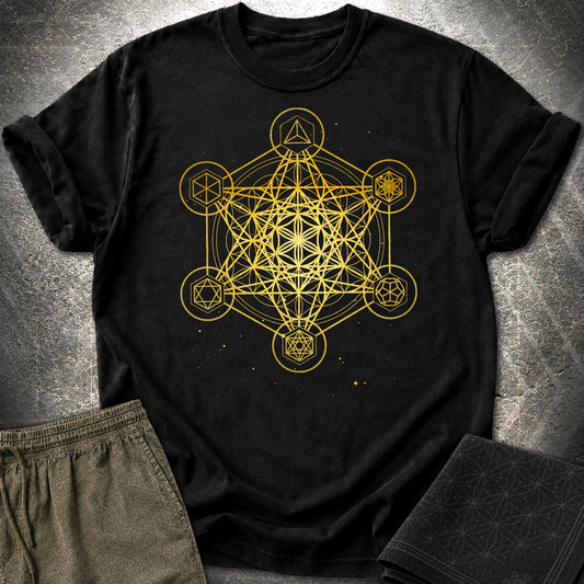Metatron's Cube Platonic Solids T-Shirt - Metatron's Cube Platonic Solids T-Shirt - Black
