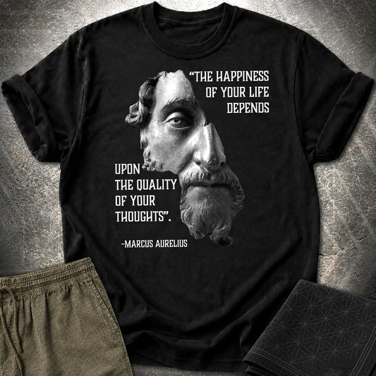 Marcus Aurelius Happiness T-Shirt - Marcus Aurelius Happiness T-Shirt - Black