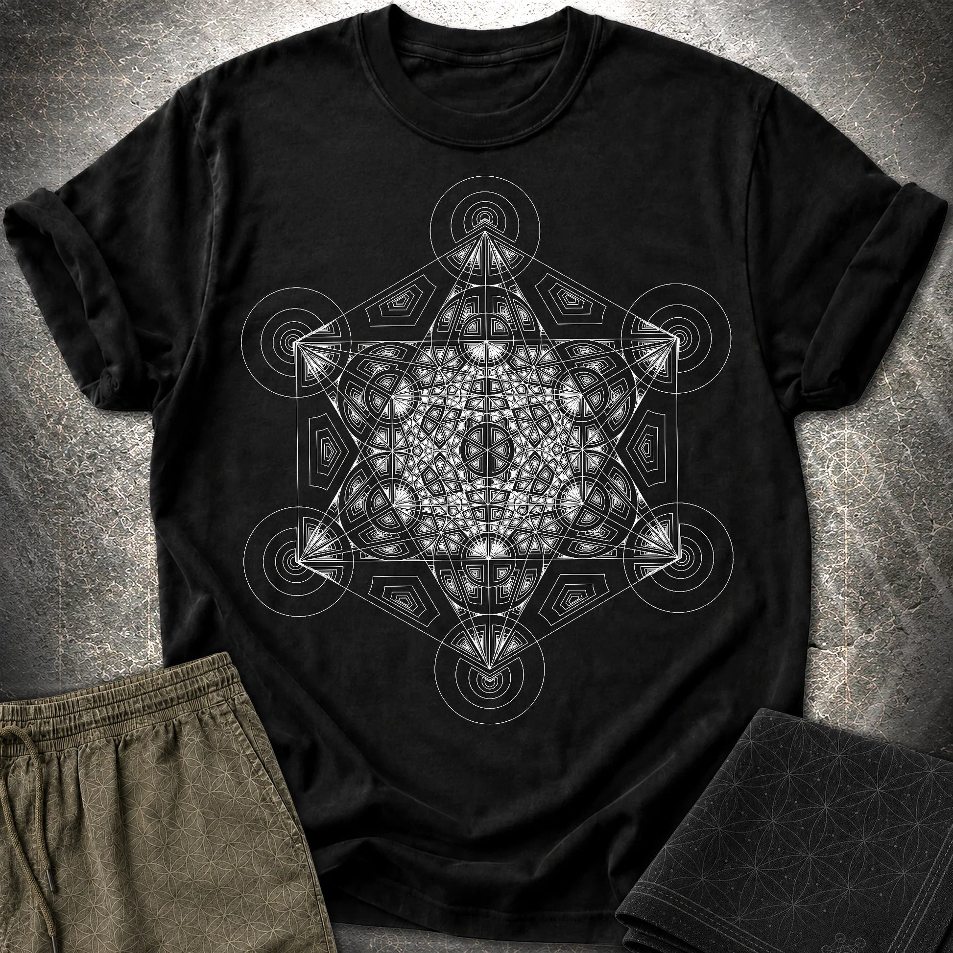 Metatron's Cube Mosaic T-Shirt - Metatron's Cube Mosaic T-Shirt - Black