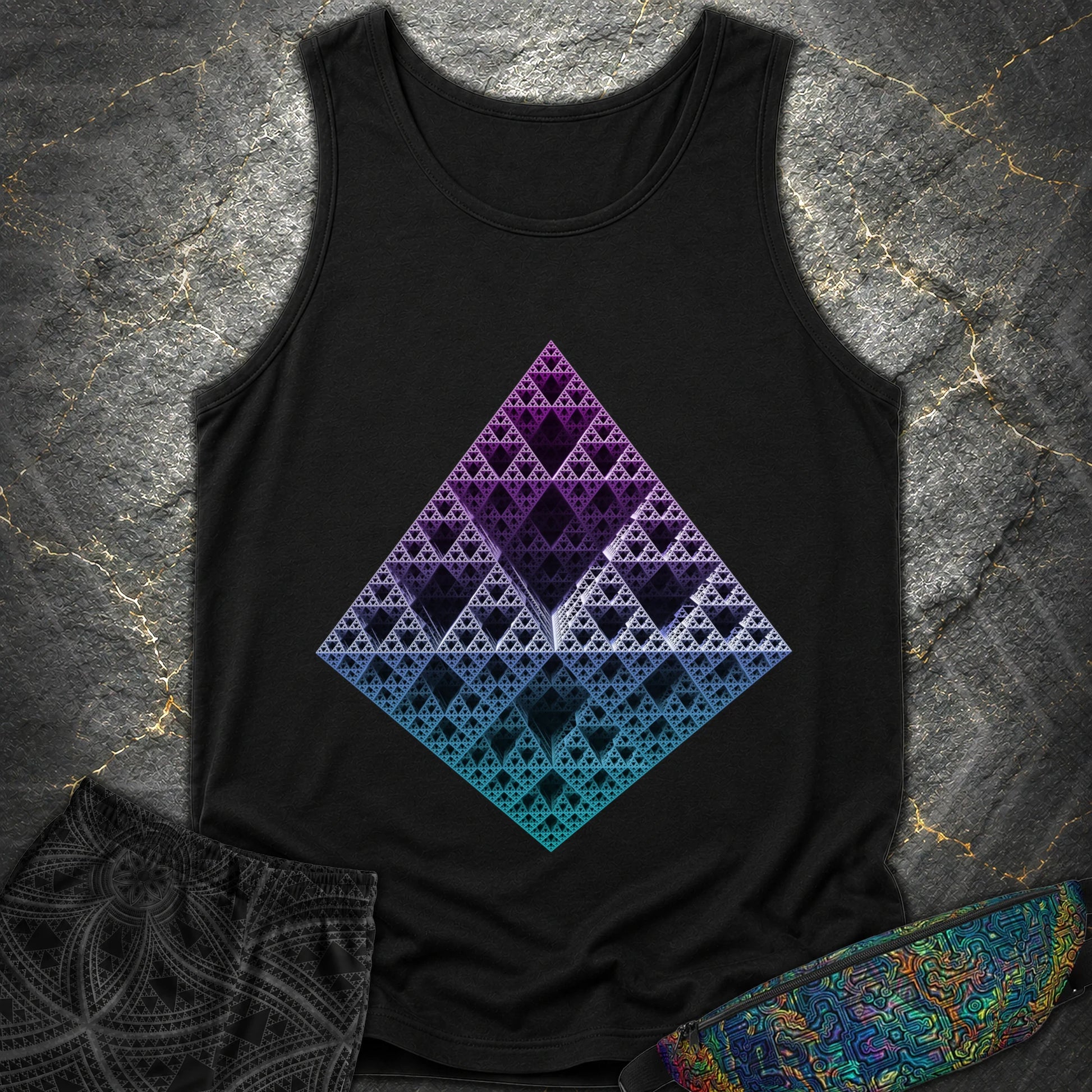 Sierpinski 3D Fractal T-Shirt - Sierpinski 3D Fractal Comfort Tank Top - Black