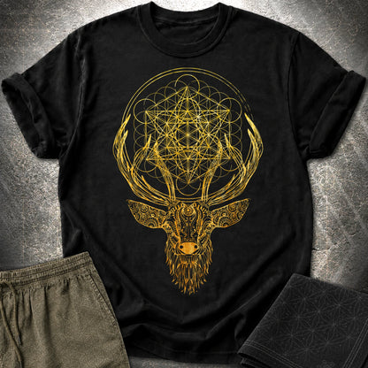 Metatron's Cube Deer T-Shirt - Metatron's Cube Deer T-Shirt - Black