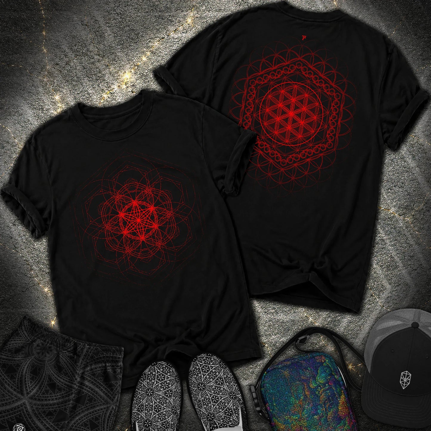 Harmony Flower Grid 2 Sided Comfort T-Shirt - Harmony Flower Grid 2 Sided Comfort T-Shirt - Black
