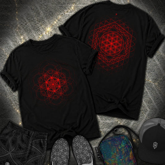 Harmony Flower Grid 2 Sided Comfort T-Shirt - Harmony Flower Grid 2 Sided Comfort T-Shirt - Black