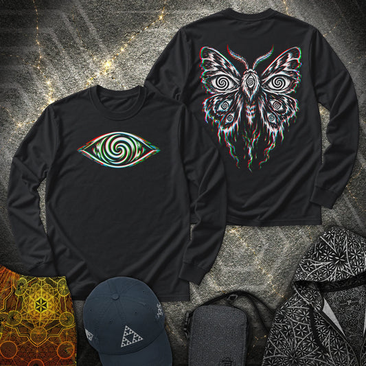 Hypnotic Eye Moth 2 Sided Long Sleeve Shirt - Hypnotic Eye Moth 2 Sided Long Sleeve Shirt - Black