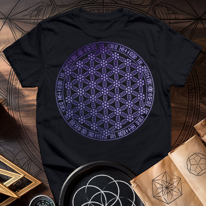 Purple Flower Of Life Foo Lion T-Shirt