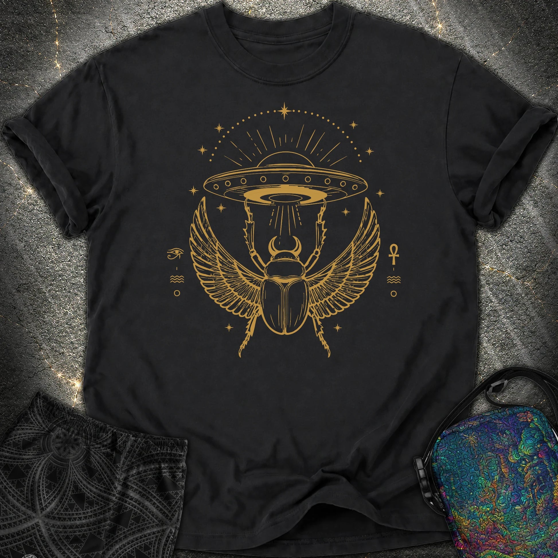 Celestial Scarab Beneath the Starship - Celestial Scarab Beneath the Starship Comfort T-Shirt - Black