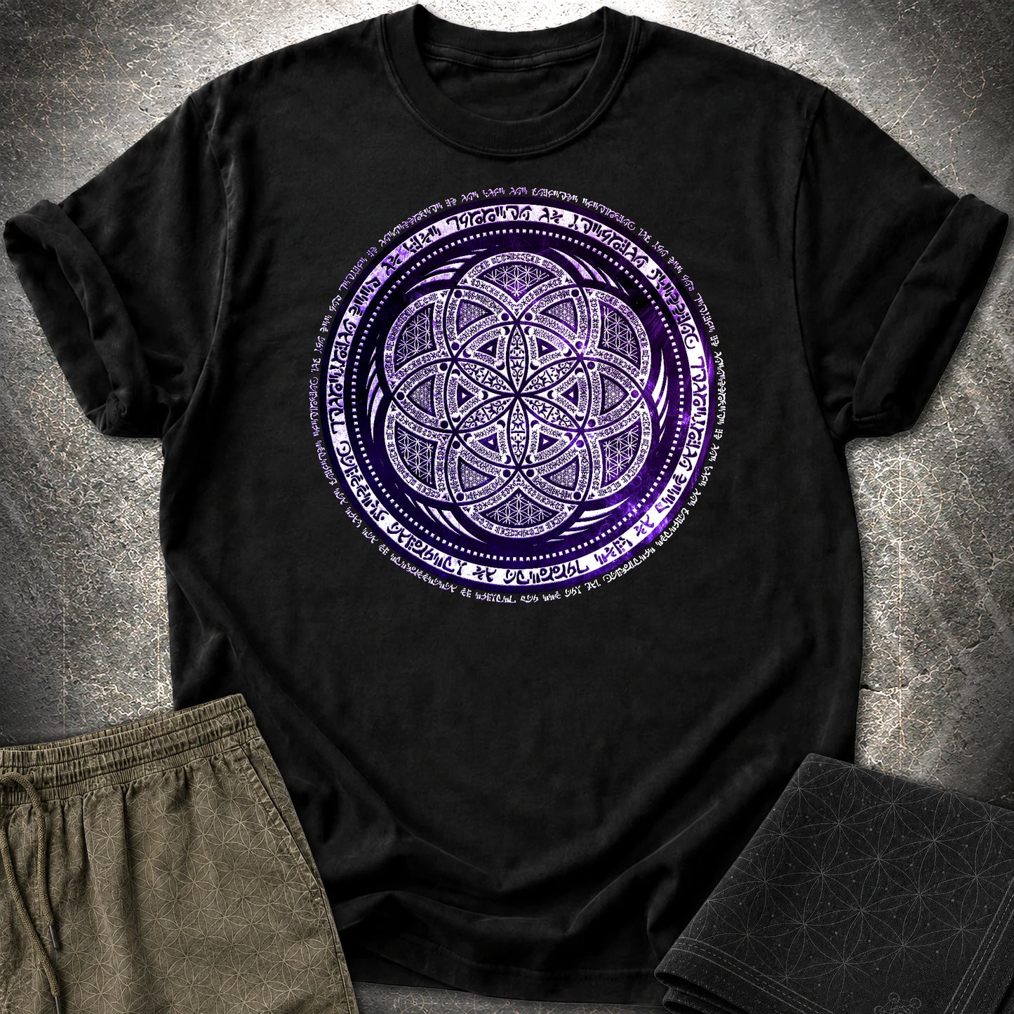 Seed Of Life Tribal Sacred Geometry T-Shirt - Seed Of Life Tribal Sacred Geometry T-Shirt - Black
