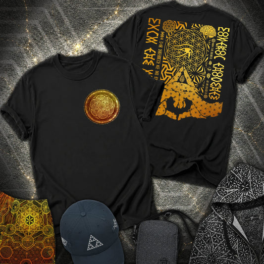 Kalesvara Mudra Seed Of Life 2 Sided T-Shirt - Kalesvara Mudra Seed Of Life 2 Sided T-Shirt - Black