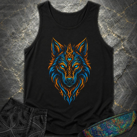 Mystic Tribal Wolf Comfort Tank Top - Mystic Tribal Wolf Comfort Tank Top - Black
