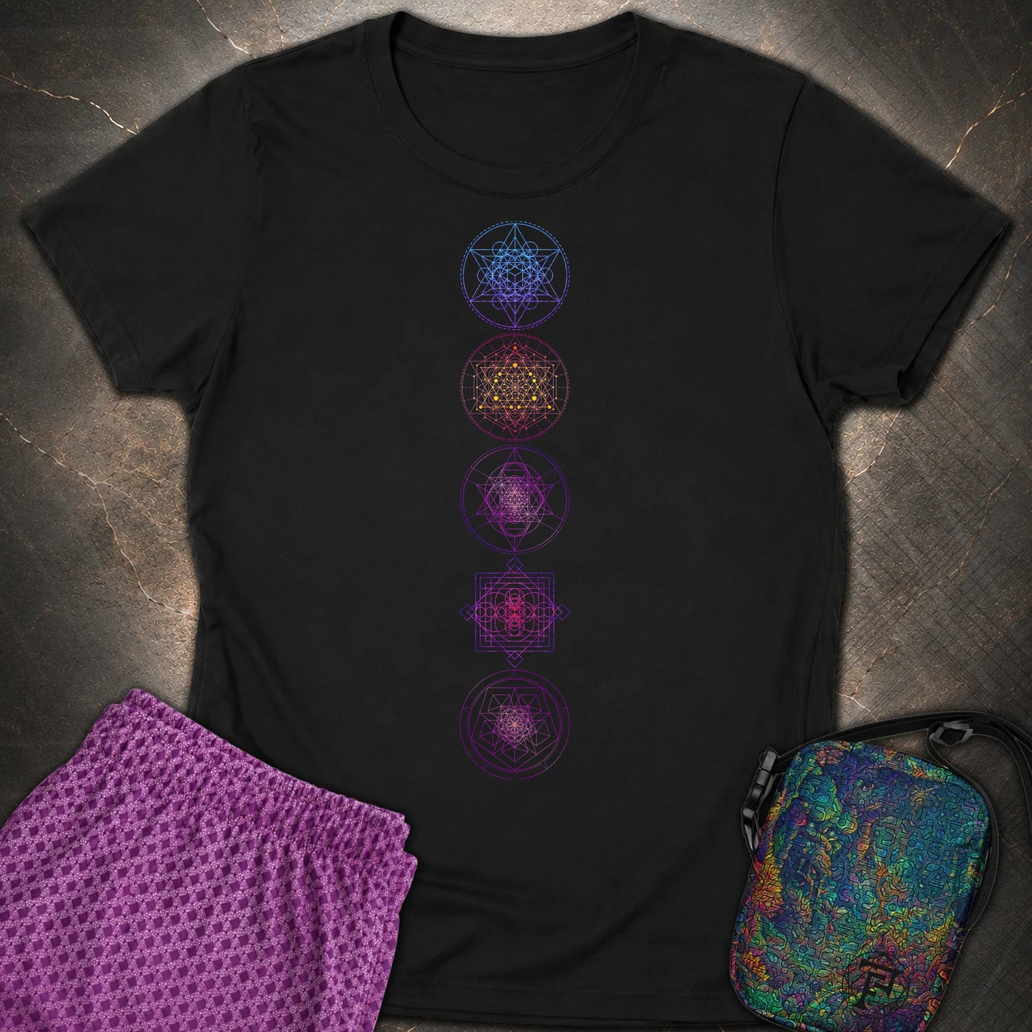 Sacred Geometry T-Shirt - Sacred Geometry Womens T-Shirt - Black
