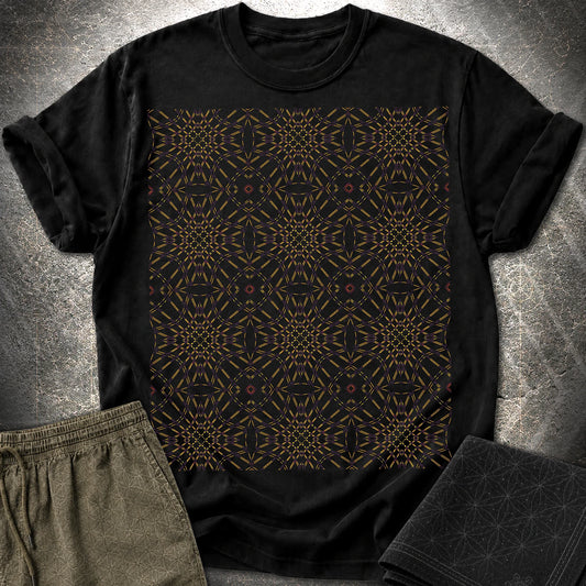 Psychedelic Geometric Kaleidoscope Boho Pattern T-Shirt - Psychedelic Geometric Kaleidoscope Boho Pattern T-Shirt - Black