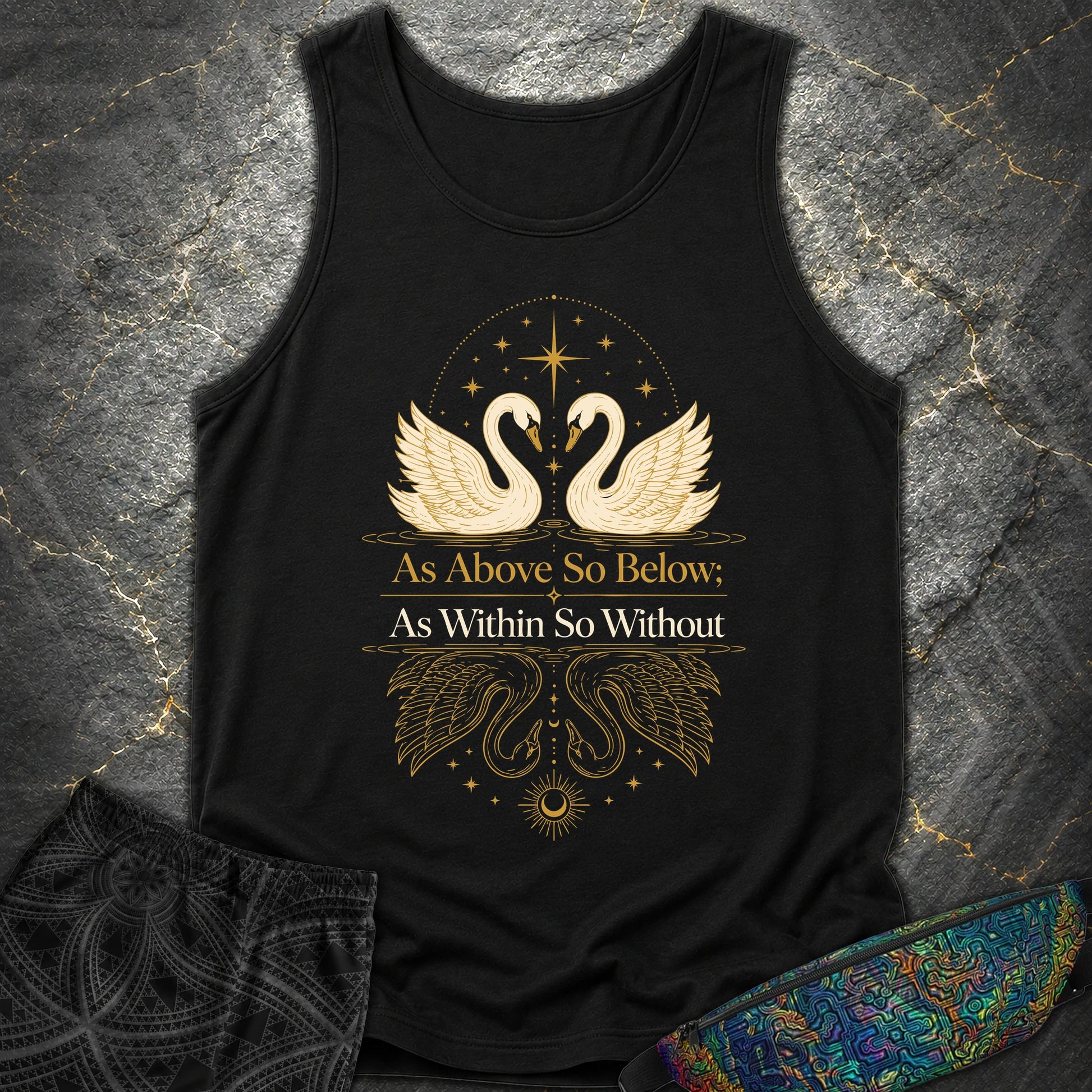 As Above So Below Swans - As Above So Below Swans Comfort Tank Top - Black