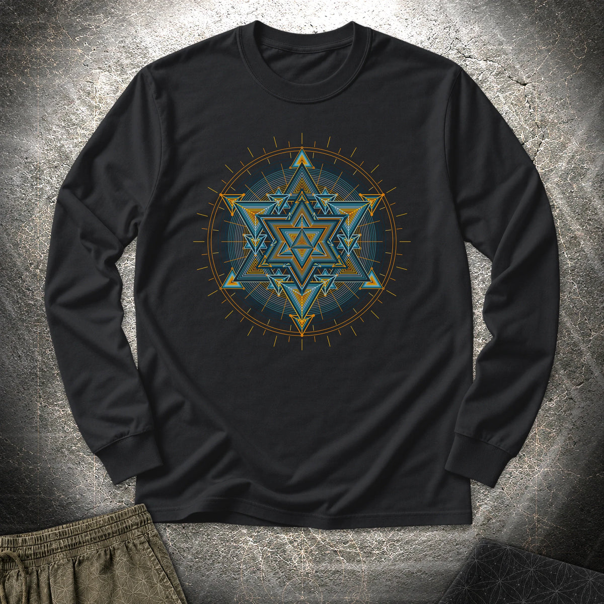 Merkaba Light Matrix Long Sleeve Shirt showing front artwork