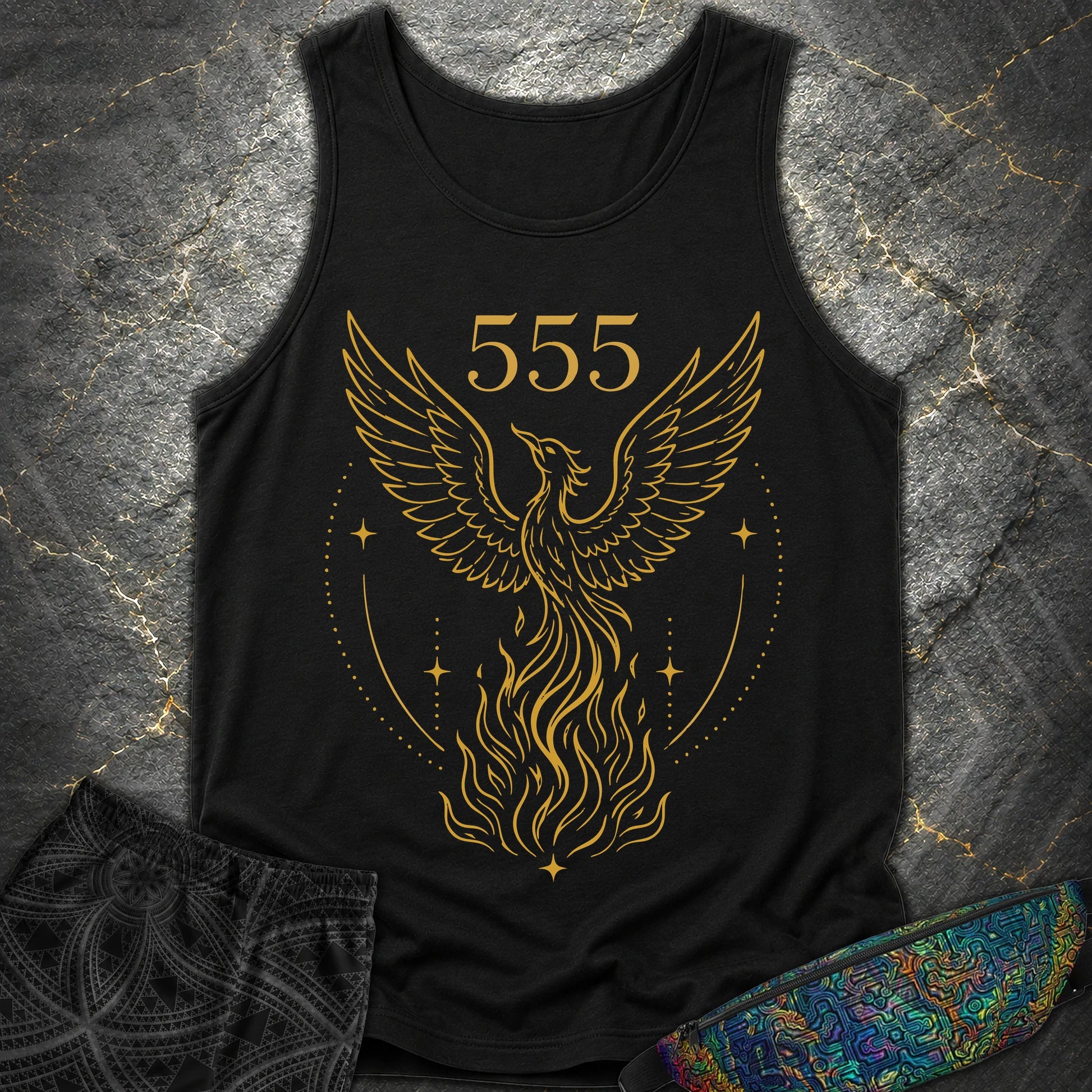 555 Angel Number Rebirth Comfort Tank Top - 555 Angel Number Rebirth Comfort Tank Top - Black