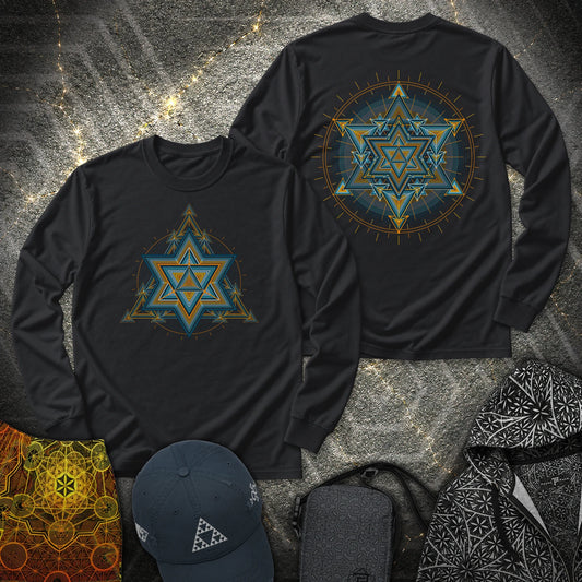 Merkaba Light Matrix 2 Sided Long Sleeve Shirt - Merkaba Light Matrix 2 Sided Long Sleeve Shirt - Black