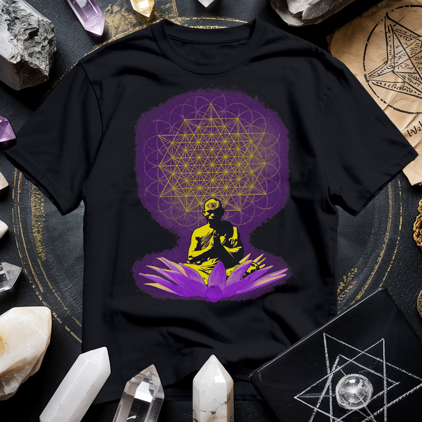 Meditating Monk Tetrahedron T-Shirt