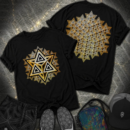 Sacred Gold Merkaba 2 Sided Comfort T-shirt - Sacred Gold Merkaba 2 Sided Comfort T-shirt - Black