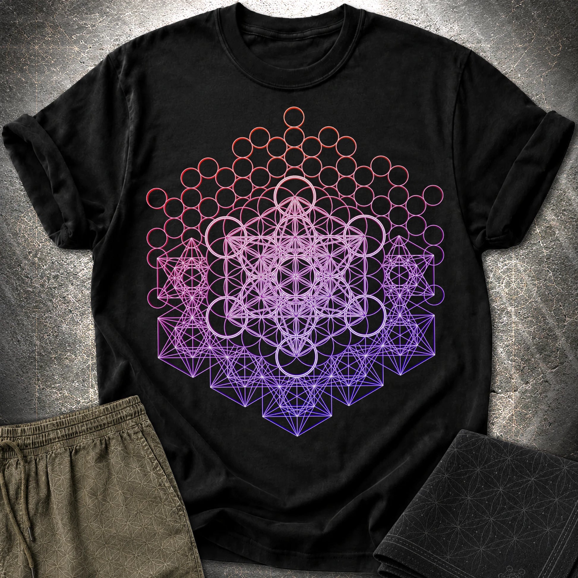 Metatron And Flower Connection - Metatron And Flower Connection T-Shirt - Black
