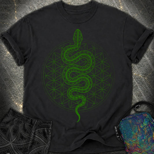 Flower of Life Serpent Comfort T-Shirt - Flower of Life Serpent Comfort T-Shirt - Black