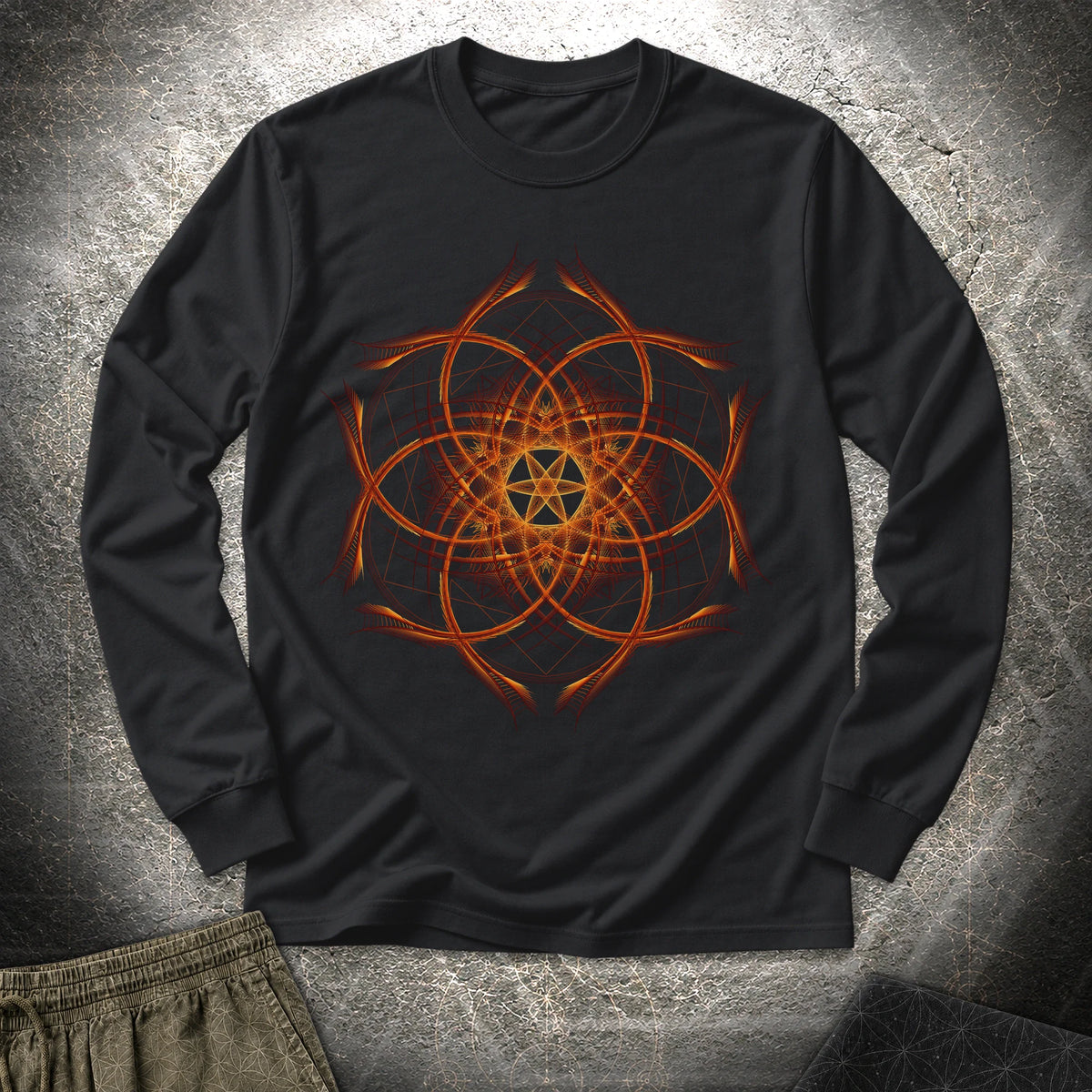 Geometric Sunset Long Sleeve Shirt - Geometric Sunset Long Sleeve Shirt - Black