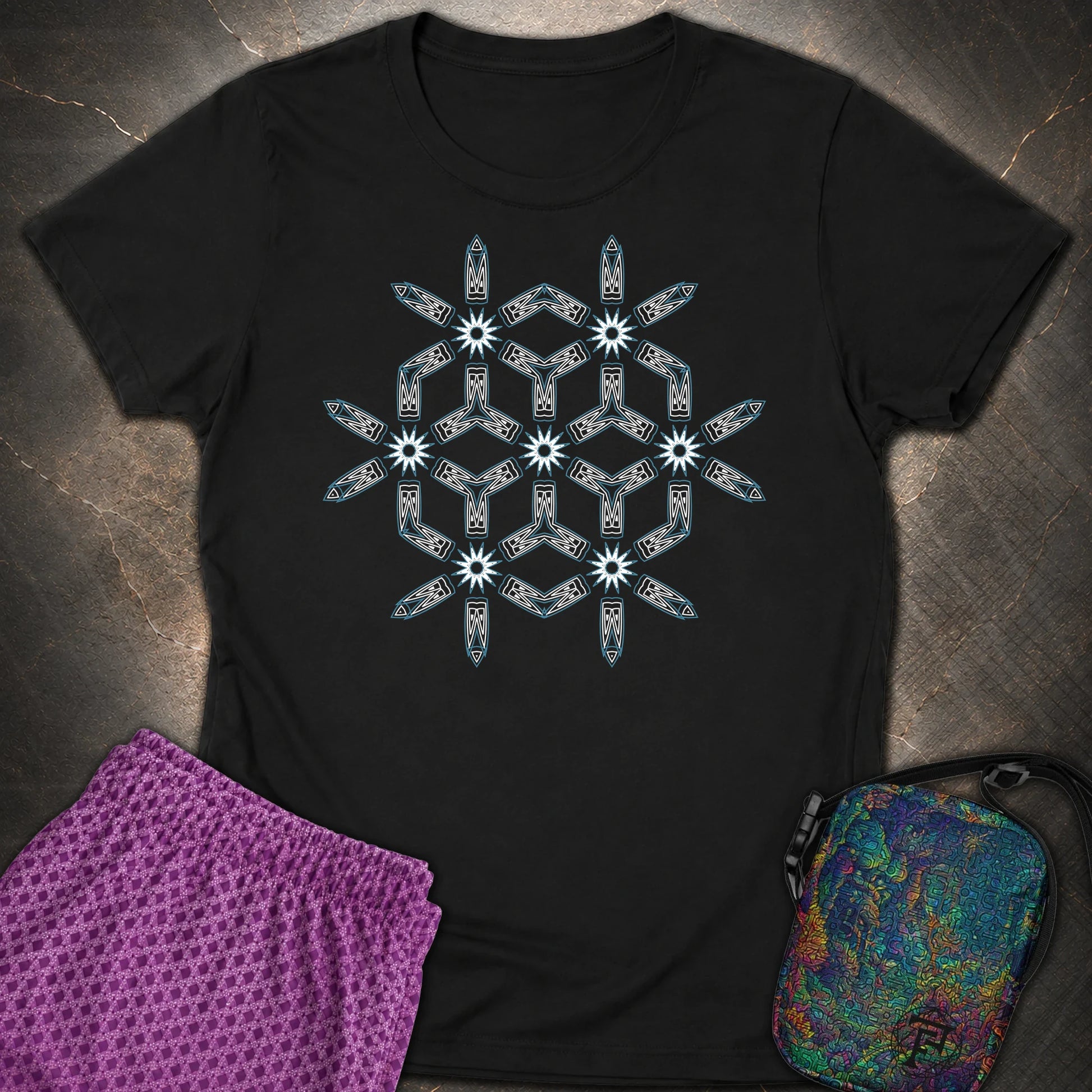 Tribal Geometry - Tribal Geometry Womens T-Shirt - Black