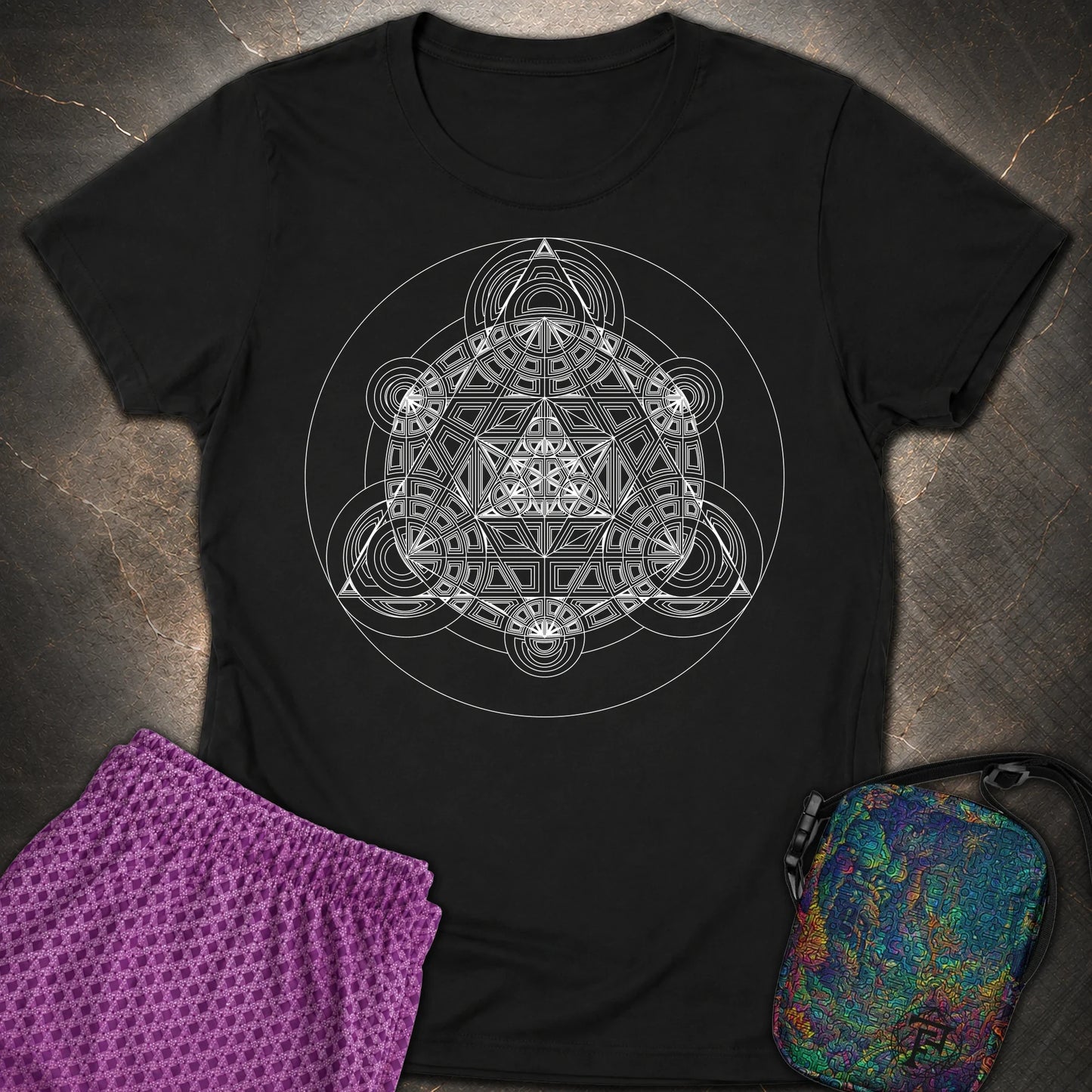Sacred Mosaic T-Shirt - Sacred Mosaic Womens T-Shirt - Black