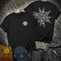 White Floral Stellated Dodecahedron 2 Sided T-Shirt