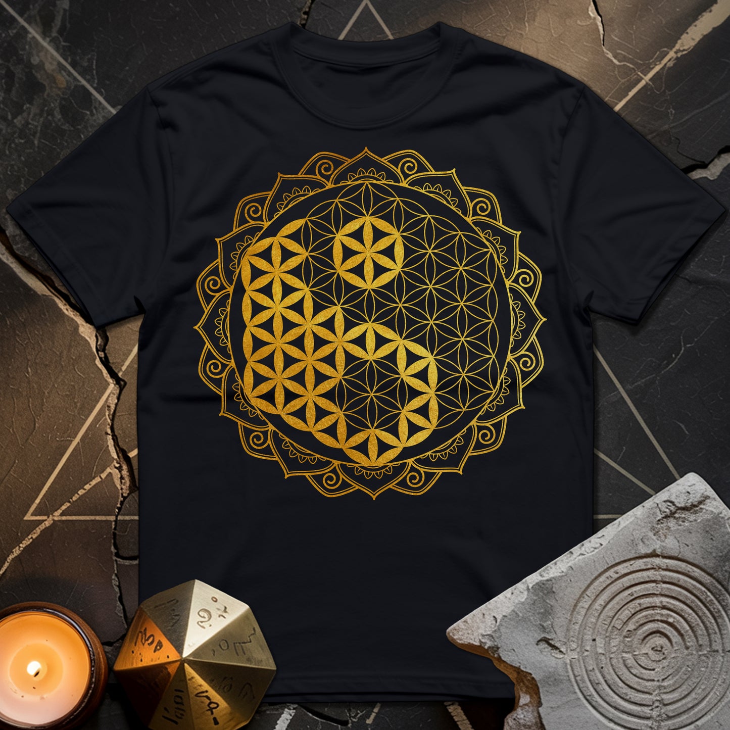 Yin Yang Gold Mandala T-Shirt