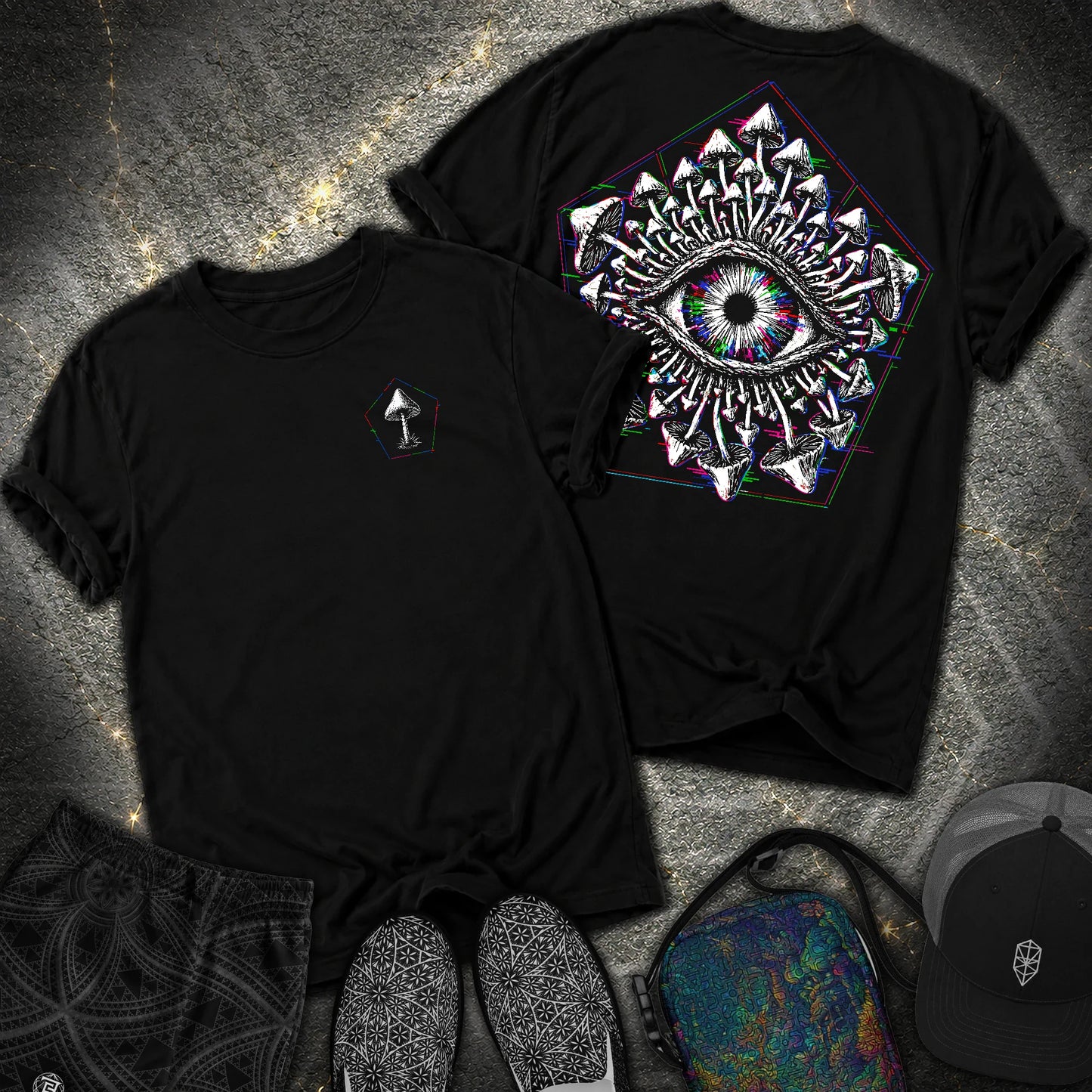 Third Eye Mushroom 2 Sided Comfort T-Shirt - Third Eye Mushroom 2 Sided Comfort T-Shirt - Black