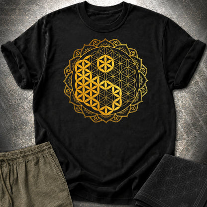 Yin Yang Gold Mandala T-Shirt - Yin Yang Gold Mandala T-Shirt - Black