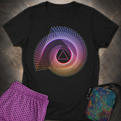 Spiralling Gradient Triangle - Spiralling Gradient Triangle Womens T-Shirt - Black