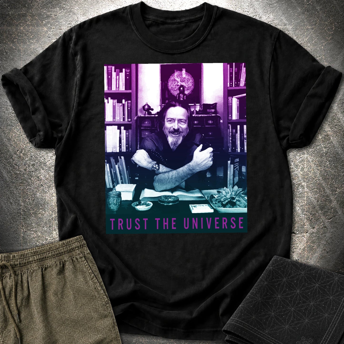 Alan Watts Trust The Universe T-Shirt - Alan Watts Trust The Universe T-Shirt - Black