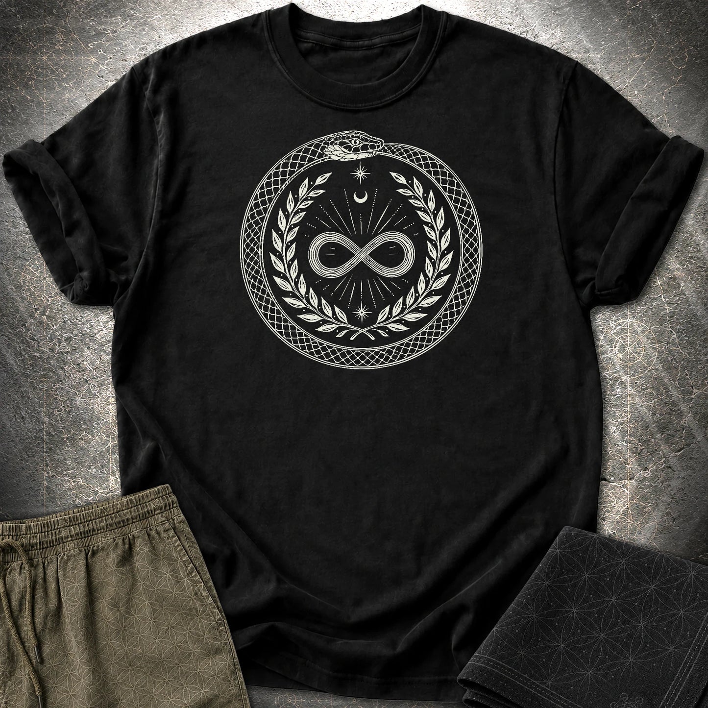 888 Ouroboros Infinity Unisex T-Shirt - 888 Ouroboros Infinity Unisex T-Shirt - Black