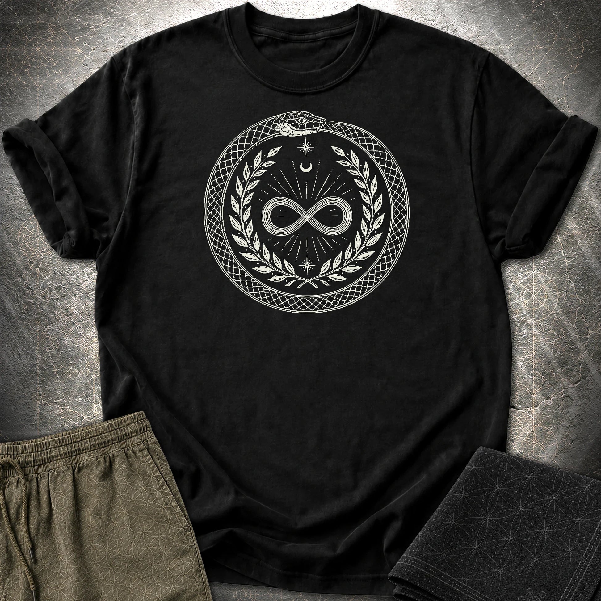 888 Ouroboros Infinity Unisex T-Shirt - 888 Ouroboros Infinity Unisex T-Shirt - Black